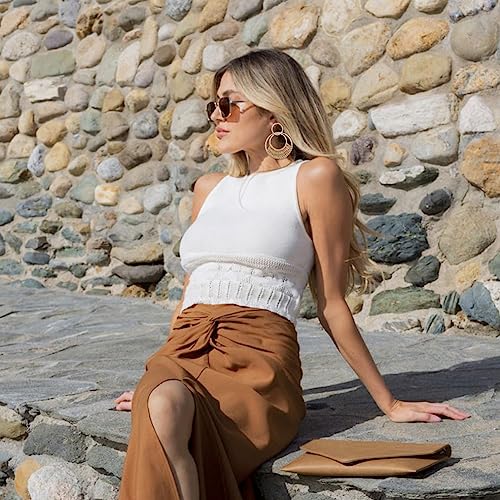 Raffia Hoop Earrings for Women Fun Boho Summer Beach Earrings Lightweight Handmade Straw Wicker Rattan Dangle Earrings Statement Geometric Round Drop Earrings - color: Brown - Round