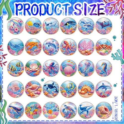 30/60 Pcs Cute Enamel Pins Bulk Plant Flower Animal Halloween Gothic Fall Pumpkin Cartoon Lapel Pin Brooches Jewelry Gift for Backpack Clothes Hats Accessories - style: Ocean
