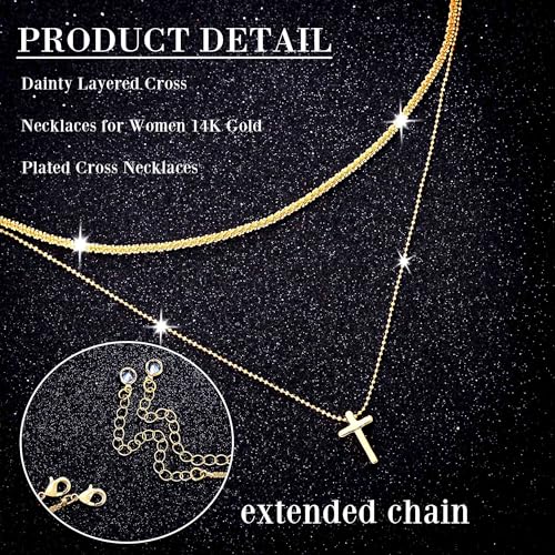 Layered Plated Silver Cross Necklace Sparkle Chain Dainty Jewelry for Women - color: C-Style