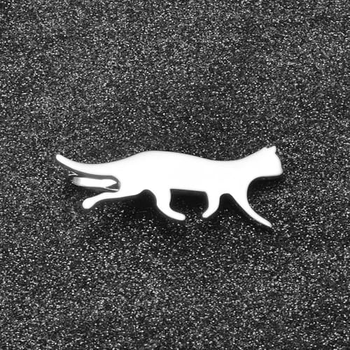 Christmas Tie Clips for Men 14k Gold Plated Silver Tie Pins with Cute Animal Deer/Lion/Dog/Cat Tie Bars Necktie Suit Tie Accessories Jewelry - style: Sliver Cat Tie Clip