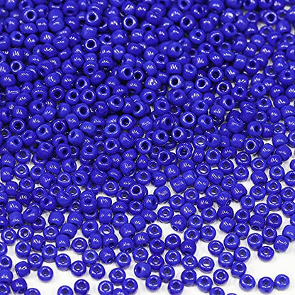 Bala&Fillic Opaque Dark Blue Colors 3mm Seed Beads About 3600pcs/100Grams in Bag, 8/0 Glass Craft Beads for Making Bracelet and Necklace (Dark Blue) - color: Dark Blue