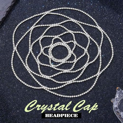 Rhinestone Head Chain 1920s Mesh Flapper Headpiece for Women | 20s Cap Roaring Hair Accessories,Bling Crystal Wedding Prom Head Jewelry