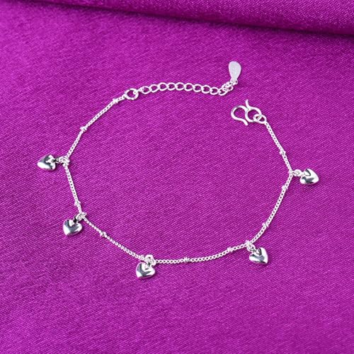 925 Sterling Silver Plated Heart Charm Bracelet for Women - Dainty Chain Love Gift Idea - style: Style5