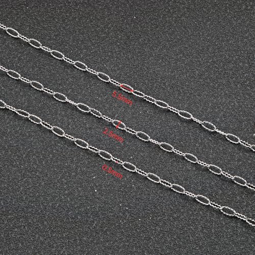 UMAOKANG 10 Meters Stainless Steel Chains Bulk on Spool Shiny Embossed Paperclip Chain for Jewelry Making - color: Embossed Paperclip Silver