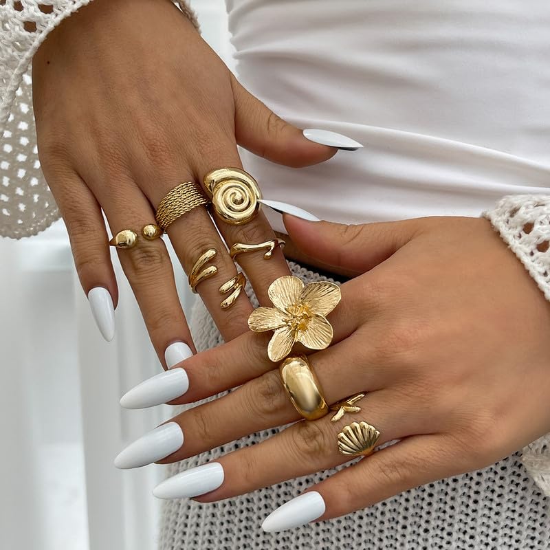 Chunky Stackable Rings Set For Women Open Adjustable Bold Thick Geometric Knuckle Rings Minimalist Statement Jewelry Gift - style: Style 2