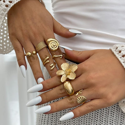 Chunky Stackable Rings Set For Women Open Adjustable Bold Thick Geometric Knuckle Rings Minimalist Statement Jewelry Gift - style: Style 2