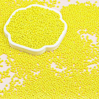 2mm Glass Seed Beads Bulk, Yellow 12/0 Tiny Round Seed Bead, Small Mini Pony Craft Beads for Bracelet Necklace Wrist Jewelry Making Beading Weaving DIY Crafts Supplies - color: Yellow