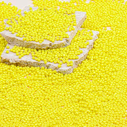 2mm Glass Seed Beads Bulk, Yellow 12/0 Tiny Round Seed Bead, Small Mini Pony Craft Beads for Bracelet Necklace Wrist Jewelry Making Beading Weaving DIY Crafts Supplies - color: Yellow