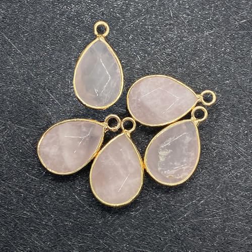 LE SKY Natural Stone Pendants Water Drop Shape Faceted Semi Gemstone Pendant for Necklace Bracelet Jewelry Craft Making Random 10 Pcs 14x22mm