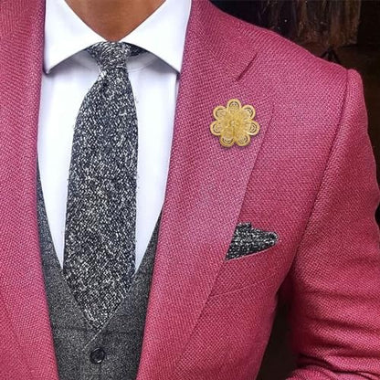 18K Gold Tone lapel Pins Brooch for Men Suit, Metal Flower Brooch Pins for Women, Mens Suit Accessories on Wedding Birthday Anniversary Father's Day. - color: flower-2
