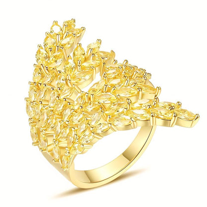 18K Gold Plated Rings for Women and Teen Girls Non Tarnish Cubic Zirconia Fidget Ring Butterfly/Snake/Mesh/Cross/Crown Knuckle Ring Open Adjustable Statement Stacking Chunky Rings - color: Gold Wheat Ears