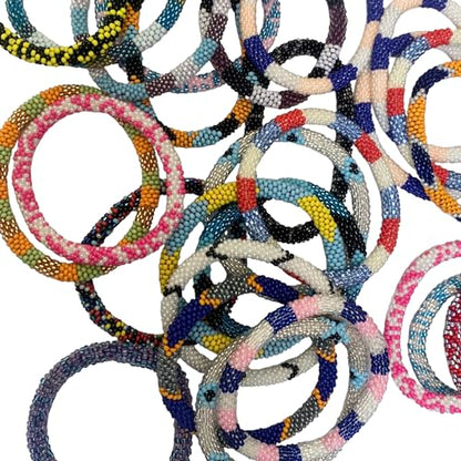 12 Random Mix Crochet Glass Seed Bead Bracelet Nepal Bracelet (ONE Dozen)