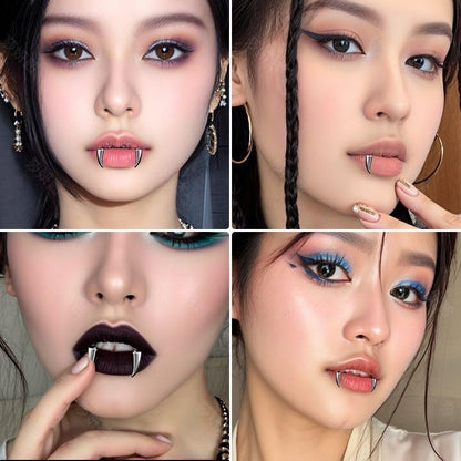 Fake Eyebrow Ring Fake Lip Labret Studs Replacement Balls Spike with 100pcs Sticker Non-Piercing Body Jewelry Fake Skin Piercing - color: C1 -Silver