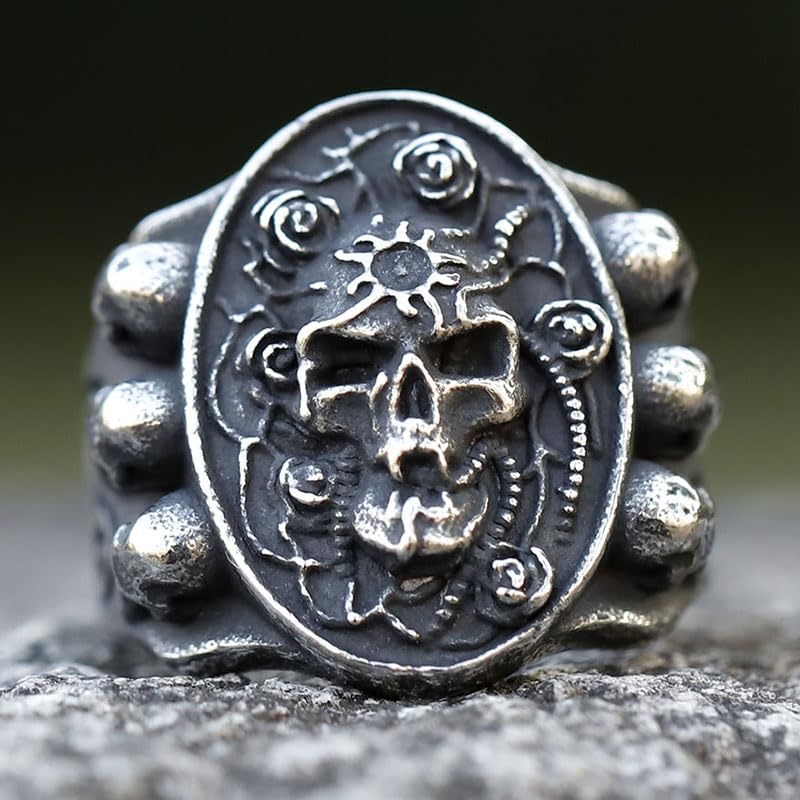 2023 Skull Ring Cool Evil Death Punk Rock Stainless Steel Rings Aly Style Jewelry - style: R1083