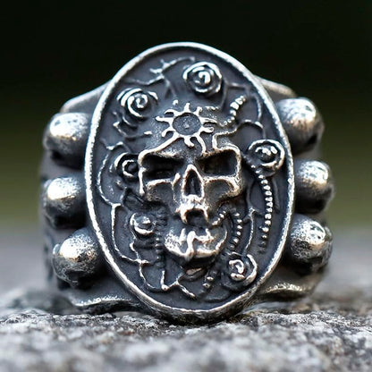 2023 Skull Ring Cool Evil Death Punk Rock Stainless Steel Rings Aly Style Jewelry - style: R1083
