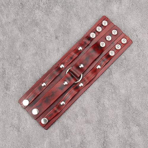 Jeilwiy Punk Leather Wristbands for Men Bracelets Handmade Wide Cuff Bangle Braided Jewelry Black Brown Adjustable - Punk Father's Gifts - color: Red Leather Cuff Bracelet