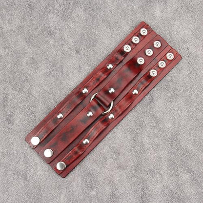 Jeilwiy Punk Leather Wristbands for Men Bracelets Handmade Wide Cuff Bangle Braided Jewelry Black Brown Adjustable - Punk Father's Gifts - color: Red Leather Cuff Bracelet