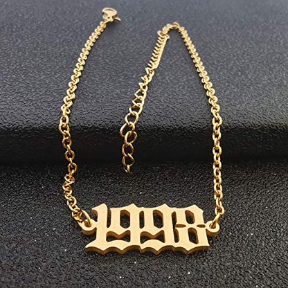 CSIYANJRY99 Birth Year Ankle Bracelets for Women14K Gold Plated Birth Year Number Anklets Adjustable Chain Beach Foot Ankle Bracelets for Women Birthday - style: 1998
