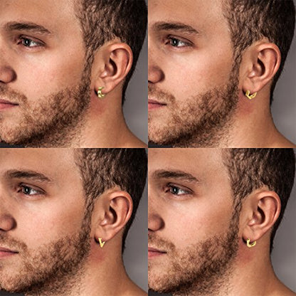 Aroncent 2-8Pcs Womens Mens Huggie Hoop Triangle Earrings Viking Runes Stainless Steel Ear Stud Novelty Black/Gold/Silver - color: A-Gold