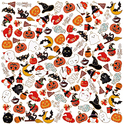 Halloween Charms for Jewelry Making, 50Pcs Earring Charm for Bracelets | Enamel Pendant Charms