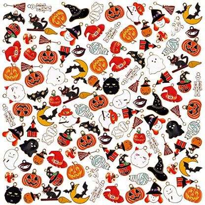 Halloween Charms for Jewelry Making, 50Pcs Earring Charm for Bracelets | Enamel Pendant Charms