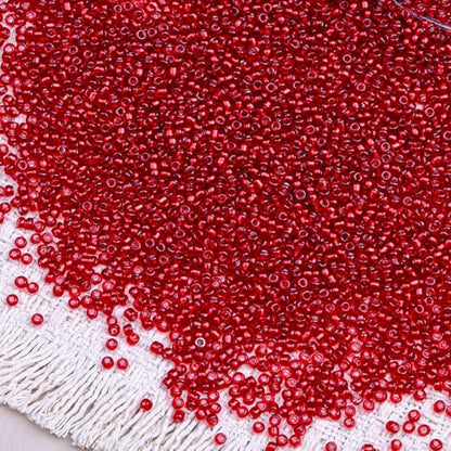 2000pcs Glass Seed Beads Bulk, 4mm 6/0 Mini Pony Spacer Small Individual Color Seed Beads for DIY Bracelet Necklaces Wrist Jewelry Making, Frosted Silver Bright Red - color: Frosted Silver Bright Red