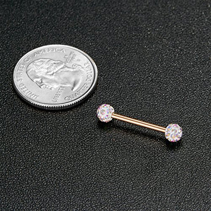 VCMART 12mm-18mm 14G Tongue Rings Nipple Straight Barbells Surgical Steel Body Piercing Jewelry - style: Style E3 -12pcs, rose gold