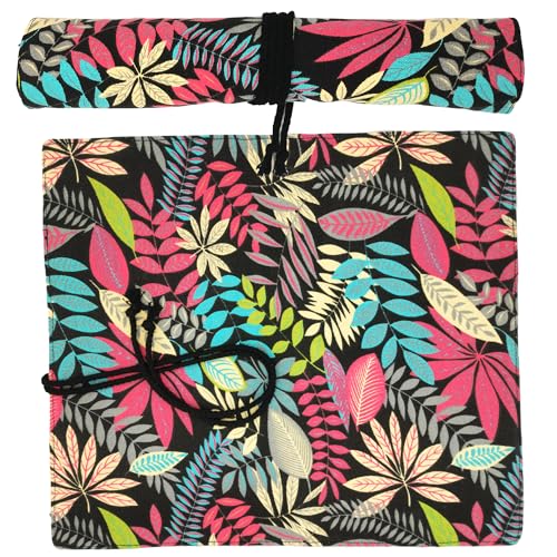 Funny live Paint Brush Holder Art Supplies, Artist Brush Holder & Art Supply Storage Organizer Roll-Up Case Bag, Protect Acrylic Oil Watercolor Paintbrushes (Leaves 20 Slot Pockets) - style: Leaves 20 Slot Pockets