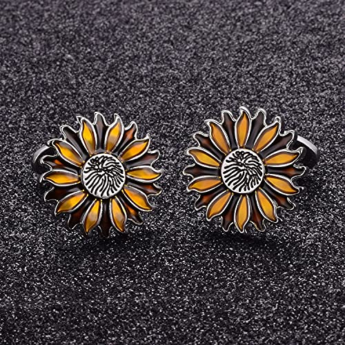 Yoursfs Novelty Sunflower/Love Knot/Architect Cufflinks for Men Funny Stainless Steel Cufflinks Personalized Cuff links Wedding Gift Fashion Jewelry - style: Colorful Sunflower Cufflinks