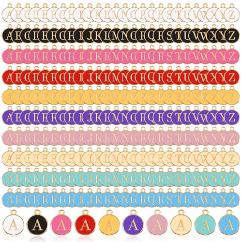 260 Pcs Letter Charms for Jewelry Making Double Sided Alphabet & Initial Charms for DIY Bracelet, Necklace, Jewelry Making(Multicolor)