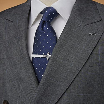 HAWSON 1.5/2inch Tie Clip for Men, Novelty Tie Clip for Men and Boys, Cufflinks and Tie Clip Set for Men - color: A-Airplane
