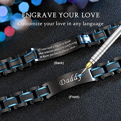 Holizaly Men's Stainless Steel Two Tone Square Link Bracelet, Black and Blue Ion Plated Black - color: blue-black 11