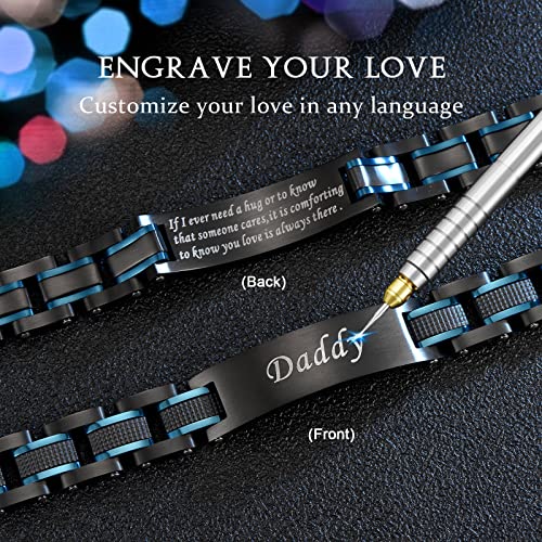 Holizaly Men's Stainless Steel Two Tone Square Link Bracelet, Black and Blue Ion Plated Black - color: blue black1