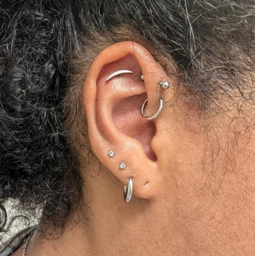 20G/18G/16G Flat Back Earrings Tiny Nose Stud, Cartilage Earring Threadless Tragus Helix Stud Conch Piercing Jewelry - color: Moon (silver 2pcs), size: 18 gauge (1.0mm post)