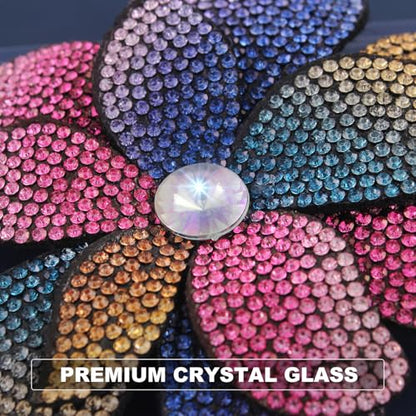 3.74 Inches Rhinestone Camellia Flower Brooch Pins & Hair Clips for Women Elegant Created Crystal Lapel Pin Brooches Wedding Party - color: Colorful