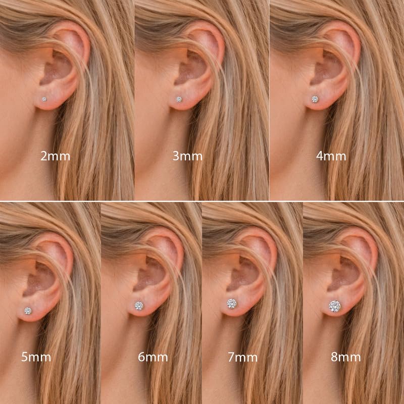 Titanium Earrings Push-in Threadless Flat Back Stud Earrings for Women Men, Cartilage Earring Hypoallergenic Cubic Zirconia Earrings Studs for Helix Tragus Piercing Jewelry - color: Gold-3mm