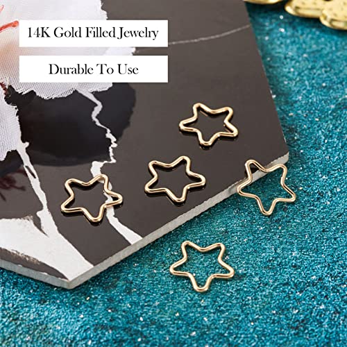 Elecrelive 5Pcs 14K Gold Filled Connector Charms Star Metal Linking Rings | Golden Connector Charms Pen Back Bezel Frame for Permanent Jewelry DIY Bracelet Necklace Earring Making - color: Golden-Star