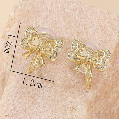 Ear Cuffs Earrings for Women Non Piercing Cartilage Cuff Wrap Clip on Earrings Trendy Pearl Rhinestone Tassel Chain Earrings Jewelry for Women - color: CZ Bowknot Ear Cuff