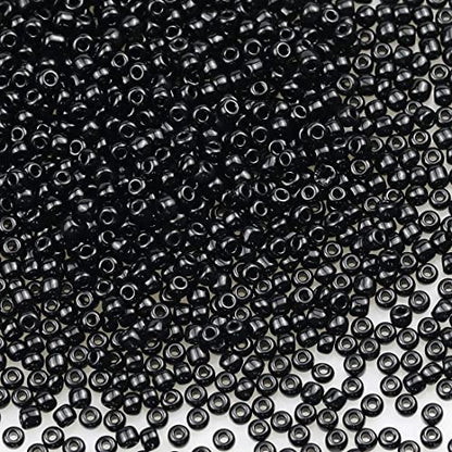 Bala&Fillic Opaque Black Color 3mm Seed Beads About 3600pcs/100Grams in Bag, 8/0 Glass Craft Beads for Making Bracelet and Necklace (Black) - color: Black