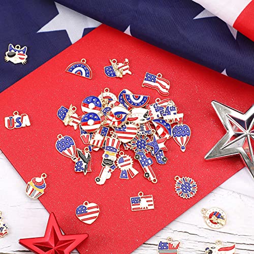 SANNIX 110Pcs Independence Day Charms, Patriotic Charms 4th of July | Red White Blue Charm, American Flag Charm, for Bracelets Necklaces Earrings Making - style: Patriotic Charms