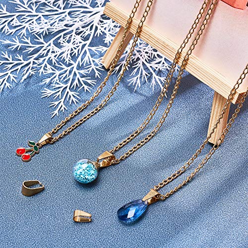 UNICRAFTALE About 30pcs 3 Sizes Pendant Snap on Bails Stainless Steel Snap Bails Pendant Bails Connectors Golden Pendant Clasps for DIY Dangle Charms Neckalce Jewelry 5-7.5mm Wide