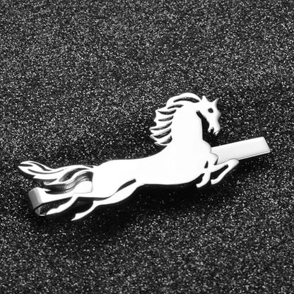 Christmas Tie Clips for Men 14k Gold Plated Silver Tie Pins with Cute Animal Deer/Lion/Dog/Cat Tie Bars Necktie Suit Tie Accessories Jewelry - style: Silver Horse Tie Clip