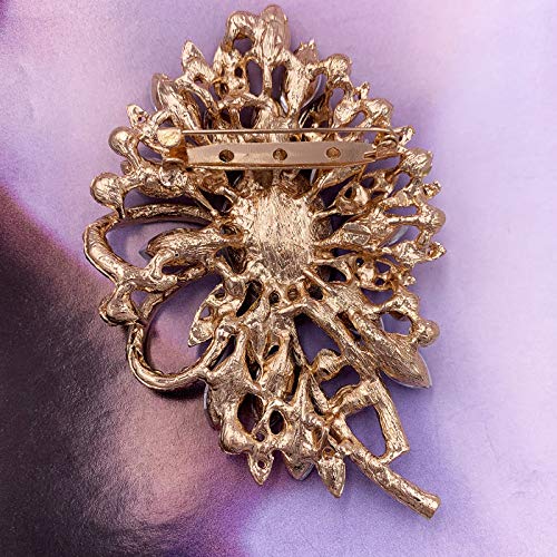 SELOVO Big Large Flower Bow Brooch Scarf Decoration Brooch Pin Gold Tone - color: brown