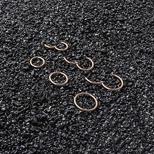 SCERRING 18G Stainless Steel Hinged Clicker Segment Septum Nose Lip Ring Hoop Cartilage Tragus Sleeper Earrings Body Piercing Jewelry 6mm 8mm 10mm 6PCS - color: 3 Pairs - Rose Gold