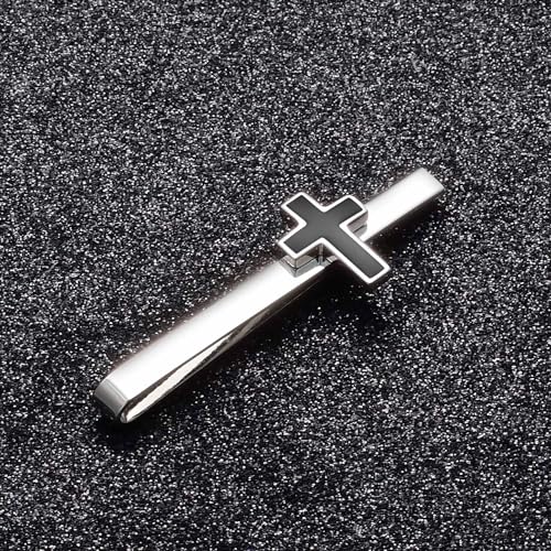 Unique Cross Tie Clips For Men Silver Black Gold Religious Christian Tie Clips For Men's Tie Accessories - style: black clip on tie crosses