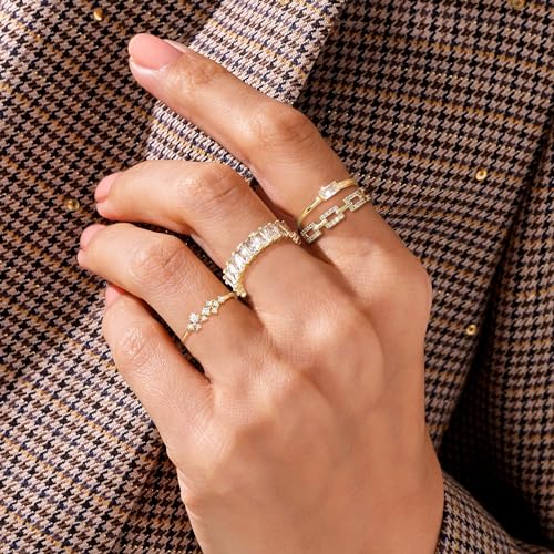 ZOERAY Gold Rings for Women Non Tarnish 14K Gold/Silver Stackable Rings Dainty Gold Plated Ring Wedding Eternity Bands Thin Simple Trendy Plain Thumb Stacking Rings Set Size 5-9 - color: Gold