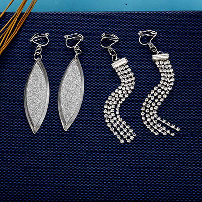 15 Pairs Wholesale Clip on Earrings for Women Trendy,Lightweight Clipon Earrings for Women in Silver Tone - style: Style A