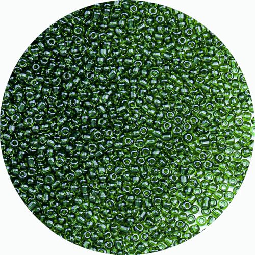 2mm Glass Seed Beads Bulk, Green Transparent 12/0 Tiny Round Seed Bead, Small Mini Pony Craft Beads for Bracelet Necklace Wrist Jewelry Making Beading Weaving DIY Crafts Supplies - color: Green Transparent