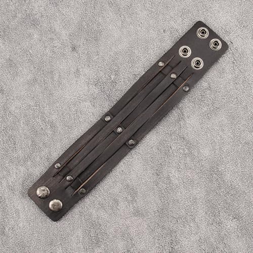 JAOYU Punk Leather Cuff Bracelet Goth Leather Wristband Rock Bracelet Biker Bracelet for Men Leather Armband Black Handmade Jewelry - color: Wrap Leather Bracelet