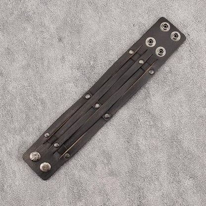 JAOYU Punk Leather Cuff Bracelet Goth Leather Wristband Rock Bracelet Biker Bracelet for Men Leather Armband Black Handmade Jewelry - color: Wrap Leather Bracelet